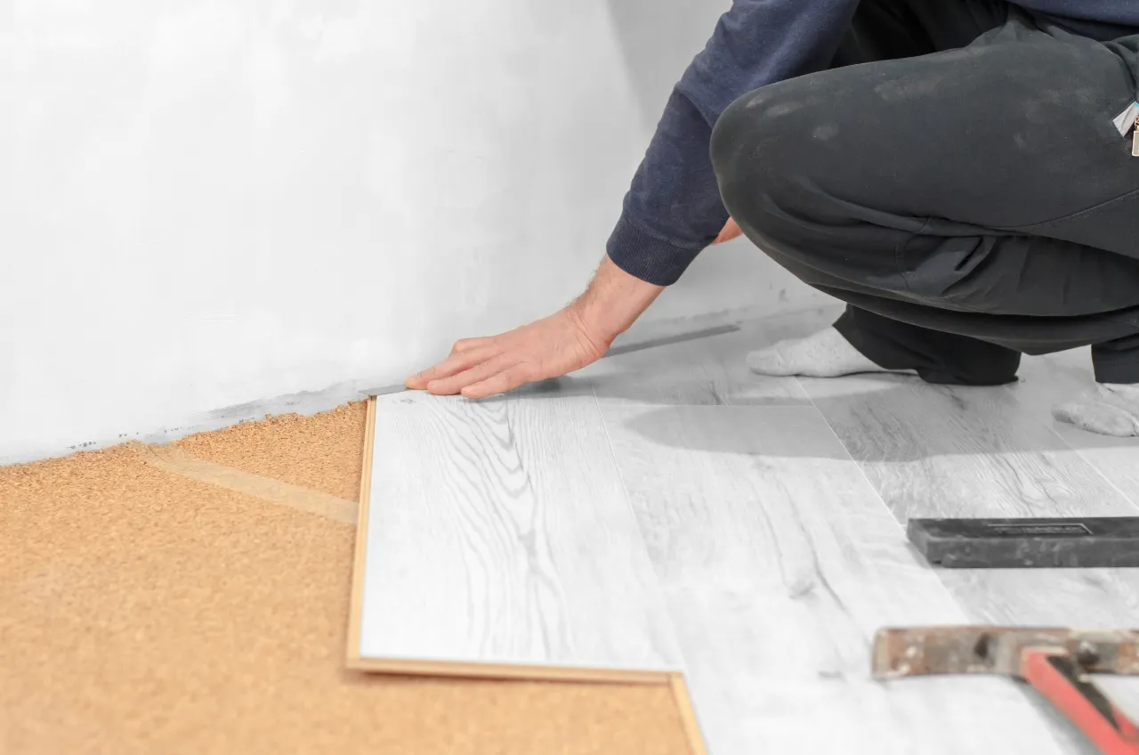 New wood laminate flooring being installed in Bridgeport, CT