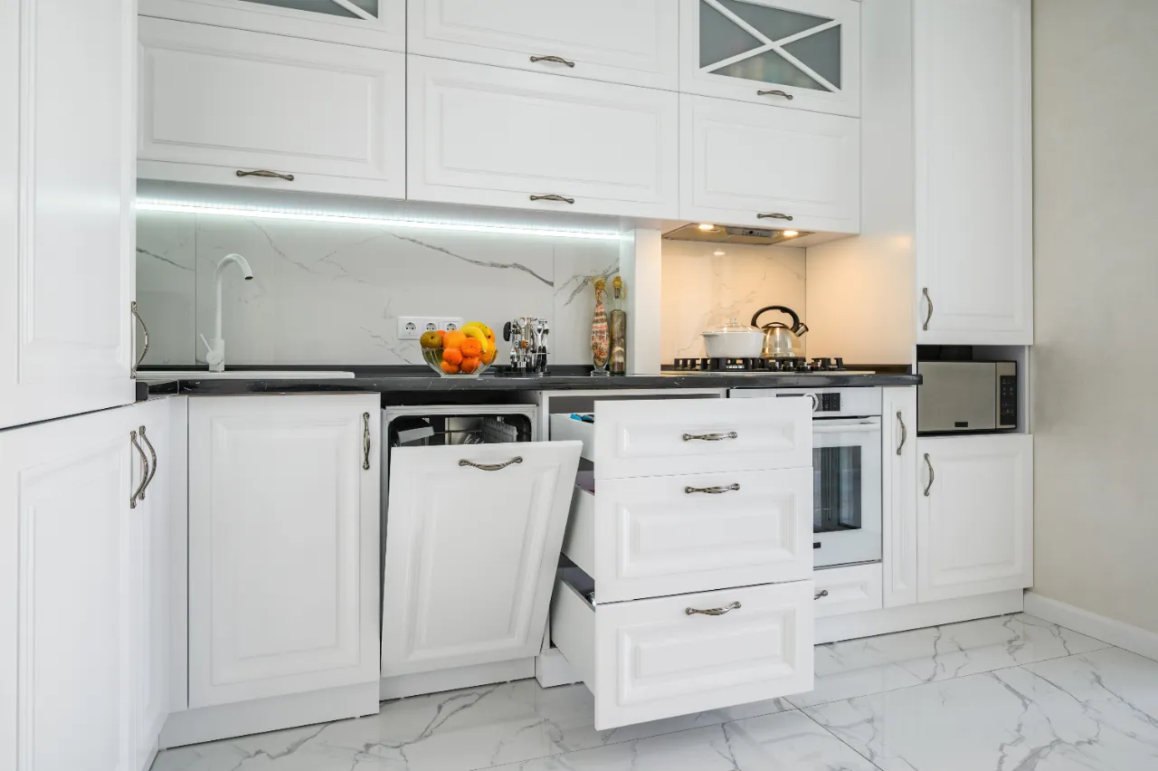 Modern white kitchen after a full remodel